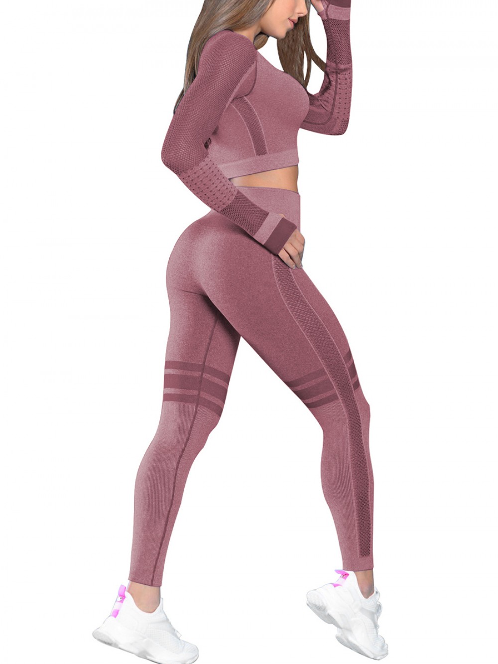 Comfy Wine Red Seamless Sport Suit For Woman